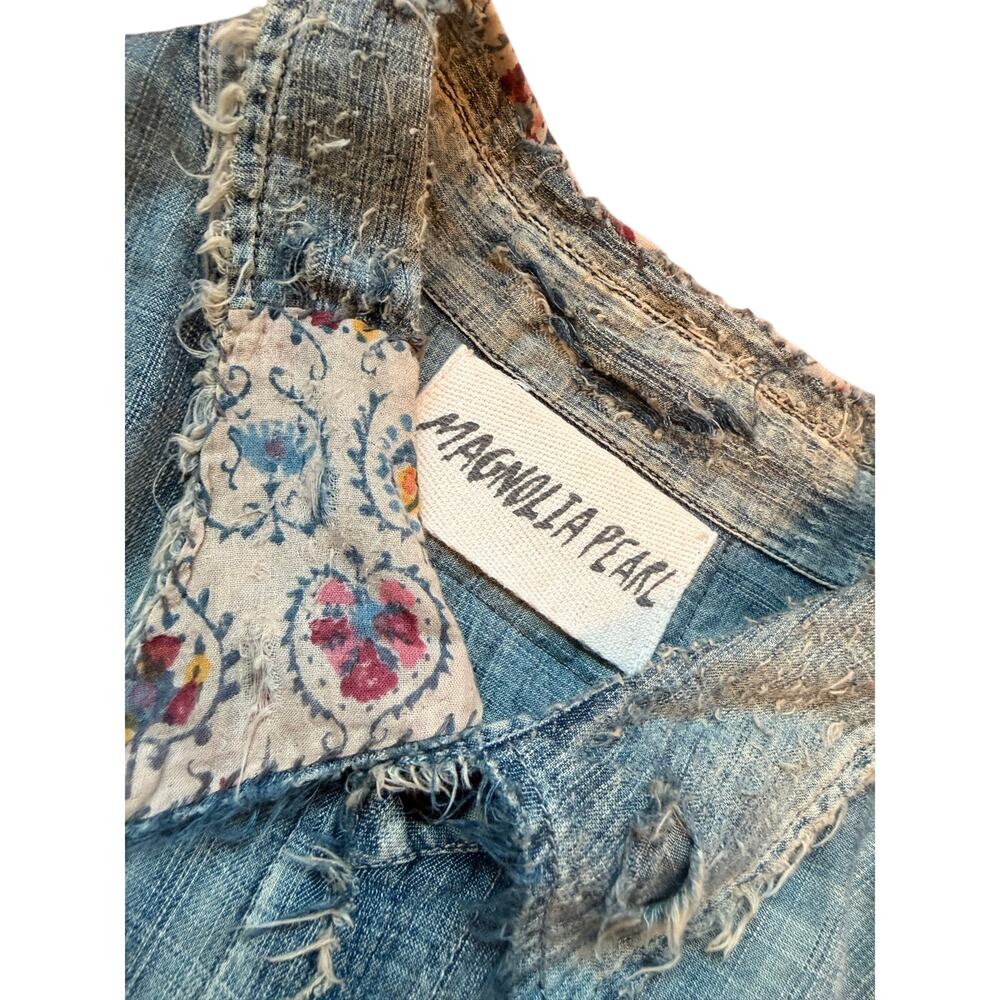 Magnolia Pearl #596 Embroidered Adison Workshirt Washed Indigo Rare One Size - Picture 8 of 13